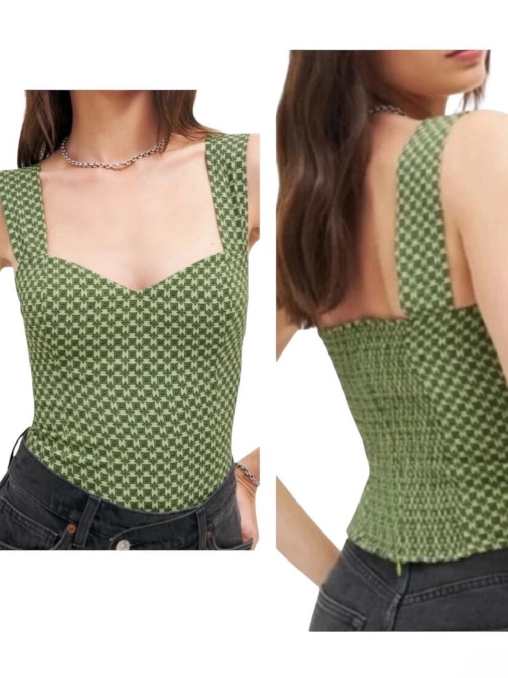 NWT Reformation Sleeveless Sweetheart Neckline Hester Top Green Womens